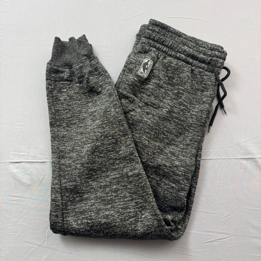 NBA Mens Joggers Charcoal Grey Space Dye Sweatpants Medium Logo Basketball Pants